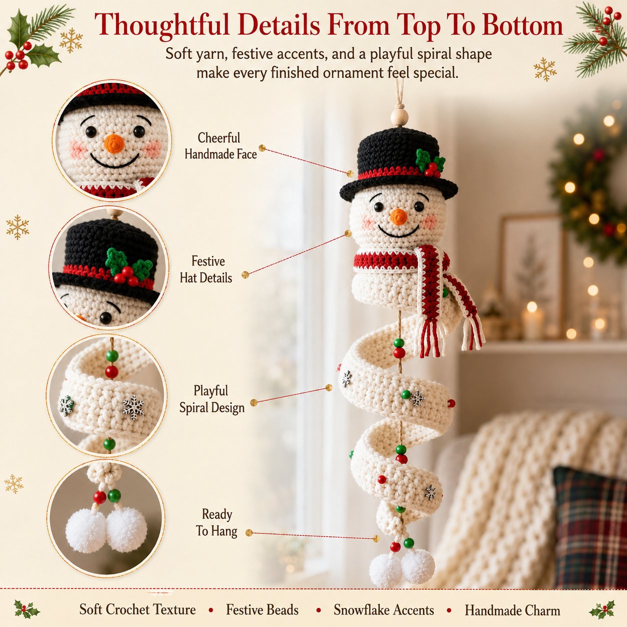 🔥HOT SALE 50% OFF☃️Crochet Christmas Spiral Ornament DIY Kit