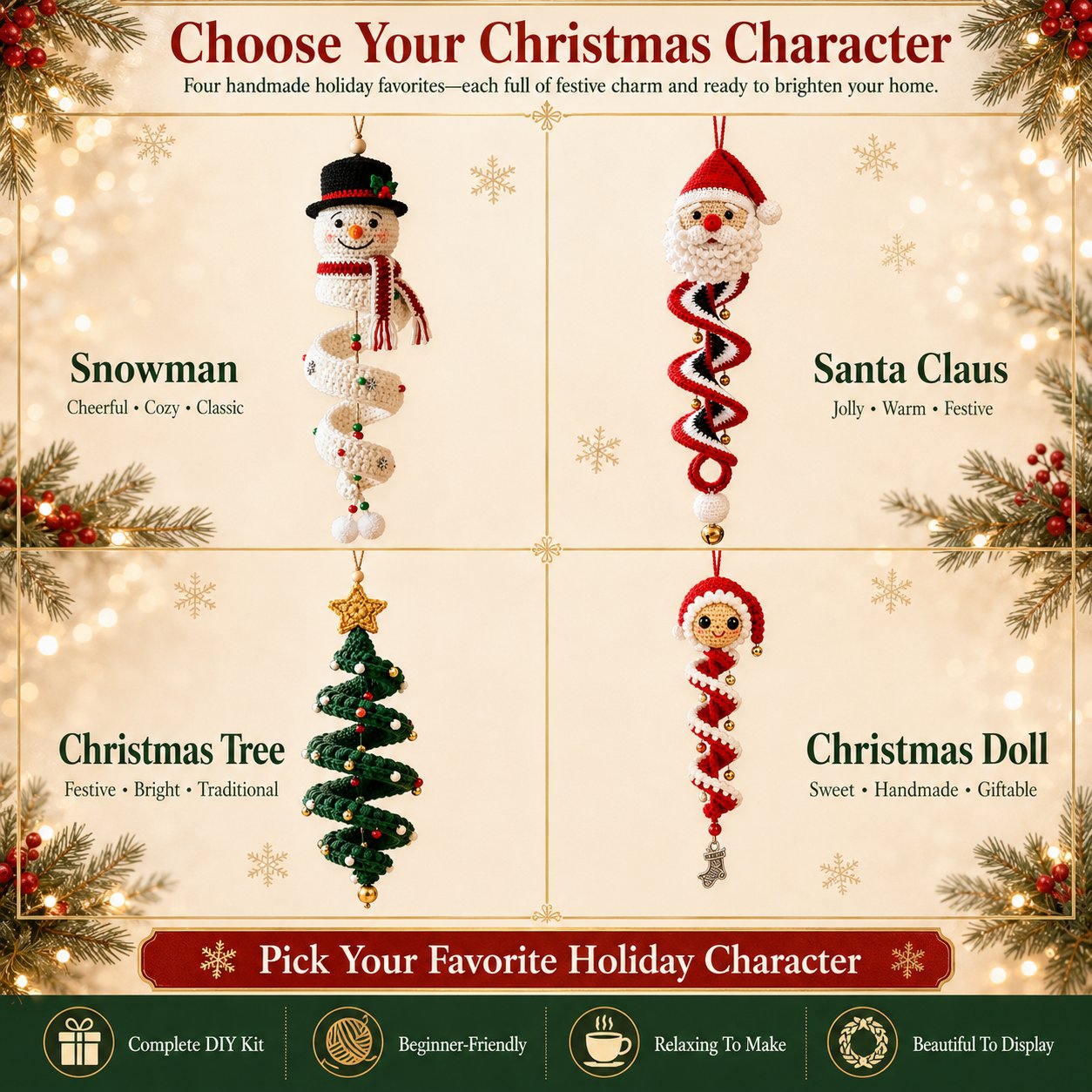 🔥HOT SALE 50% OFF☃️Crochet Christmas Spiral Ornament DIY Kit
