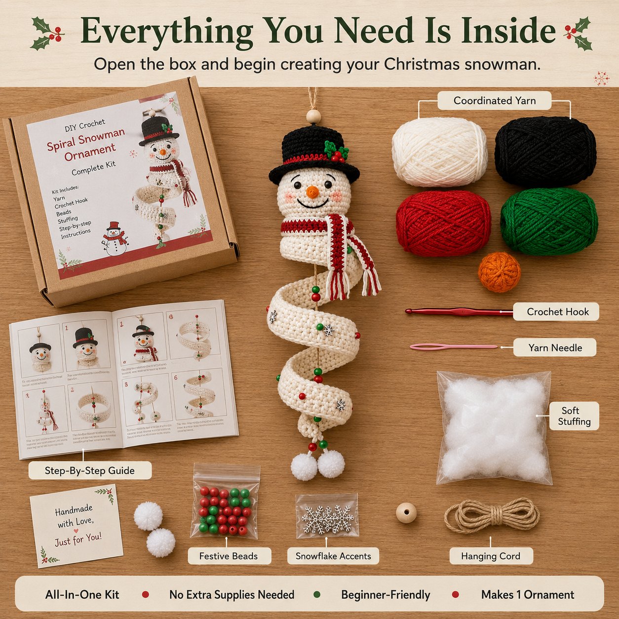 🔥HOT SALE 50% OFF☃️Crochet Christmas Spiral Ornament DIY Kit