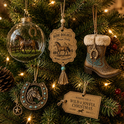 💥 LAST DAY 50% OFF - Western Horse Christmas Ornaments – Rustic Cowboy Tree Decor & Gifts for Horse Lovers (Free Shipping🔥)