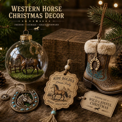 💥 LAST DAY 50% OFF - Western Horse Christmas Ornaments – Rustic Cowboy Tree Decor & Gifts for Horse Lovers (Free Shipping🔥)