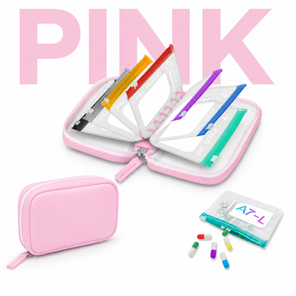 2‑Week Travel Pill Organizer with 14 Color‑Coded Reusable Pill Pouches