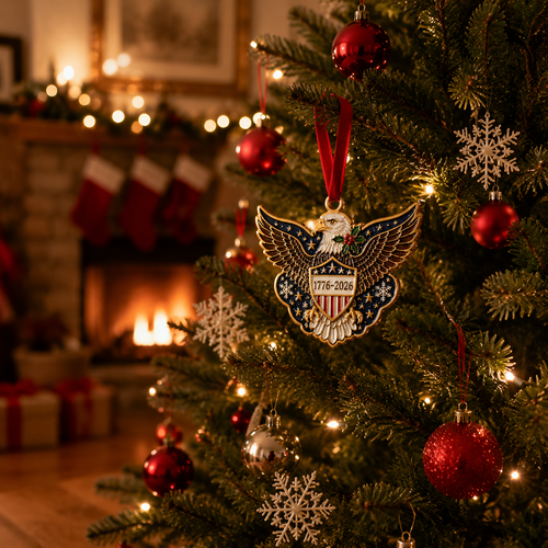 🎄 America 250th Anniversary Patriotic Christmas Ornament, 1776-2026 Keepsake Holiday Decor