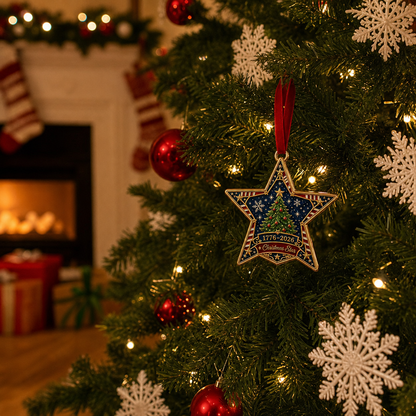 🎄 America 250th Anniversary Patriotic Christmas Ornament, 1776-2026 Keepsake Holiday Decor