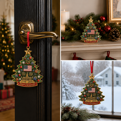 🎄 America 250th Anniversary Patriotic Christmas Ornament, 1776-2026 Keepsake Holiday Decor