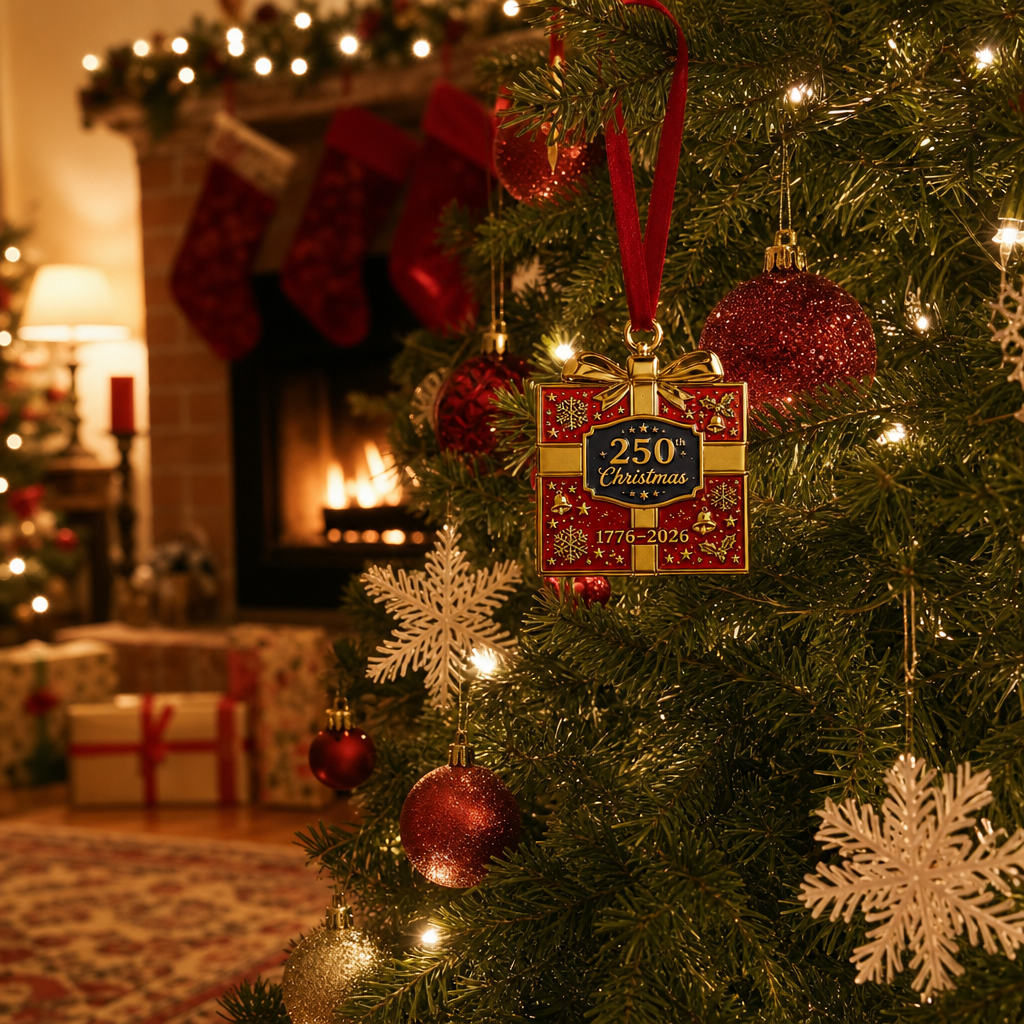 🎄 America 250th Anniversary Patriotic Christmas Ornament, 1776-2026 Keepsake Holiday Decor