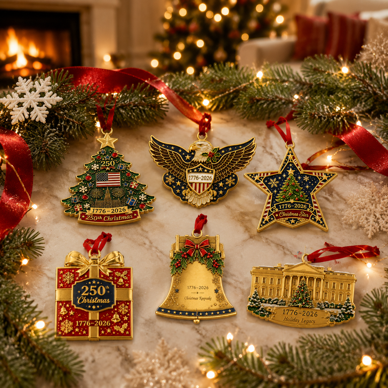 🎄 America 250th Anniversary Patriotic Christmas Ornament, 1776-2026 Keepsake Holiday Decor