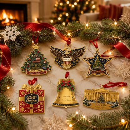 🎄 America 250th Anniversary Patriotic Christmas Ornament, 1776-2026 Keepsake Holiday Decor
