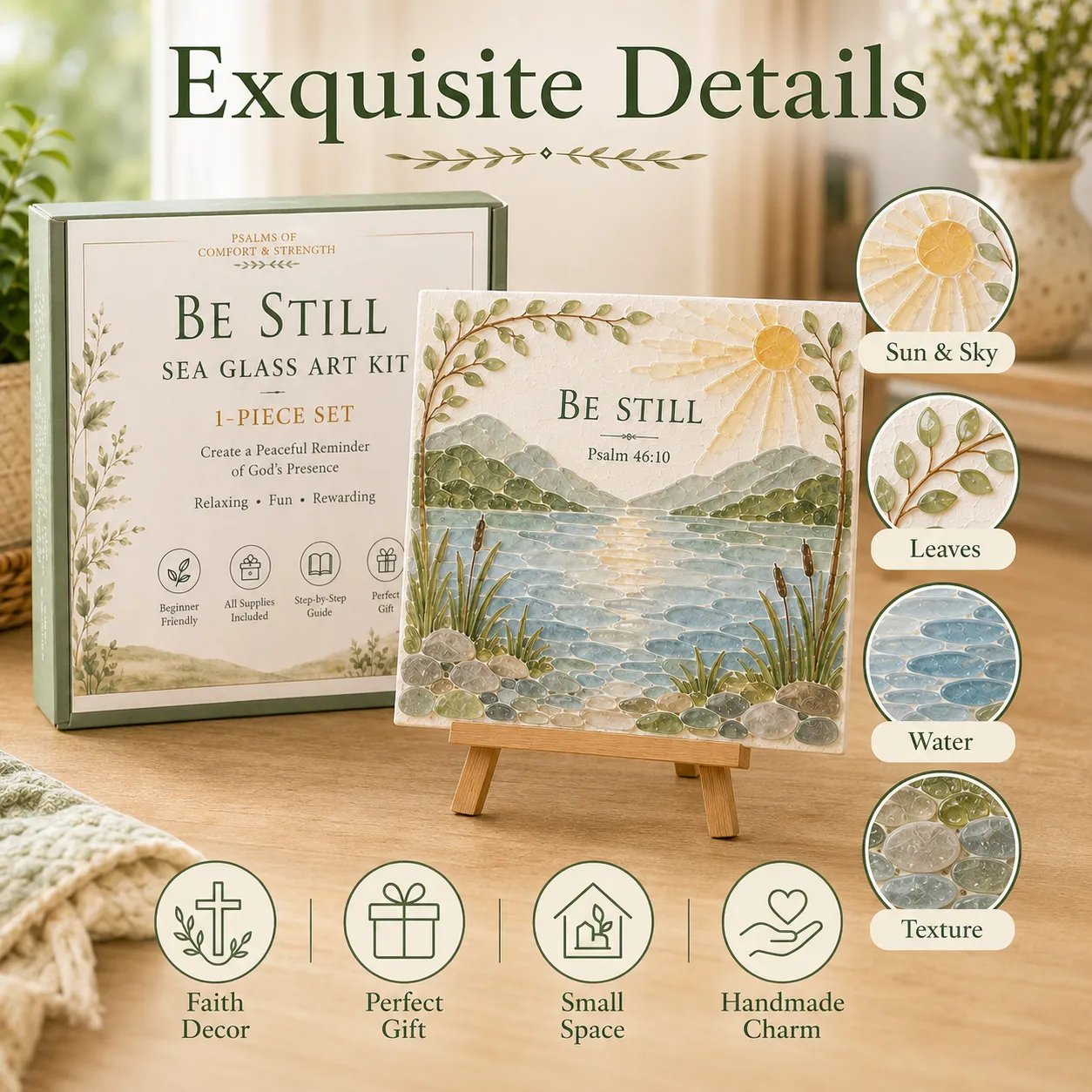 🔥Last Day 50% OFF✝️ Psalms of Comfort & Strength Sea Glass Art Kit