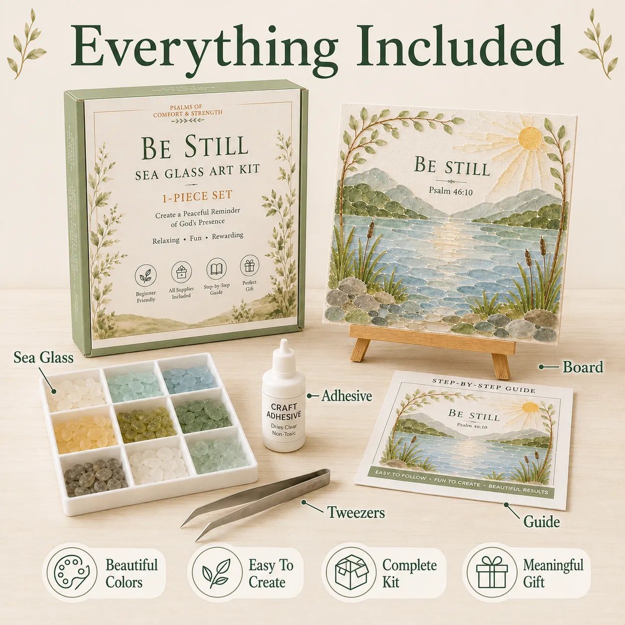 🔥Last Day 50% OFF✝️ Psalms of Comfort & Strength Sea Glass Art Kit