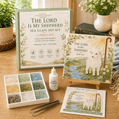 🔥Last Day 50% OFF✝️ Psalms of Comfort & Strength Sea Glass Art Kit