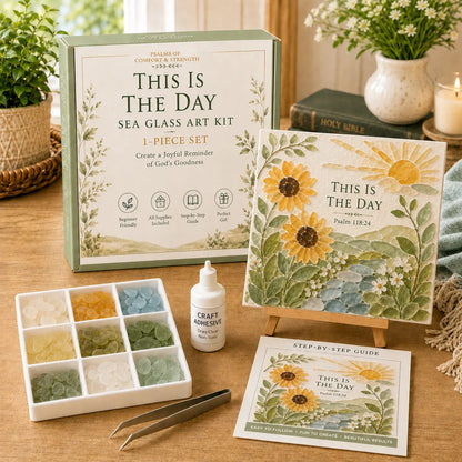 🔥Last Day 50% OFF✝️ Psalms of Comfort & Strength Sea Glass Art Kit
