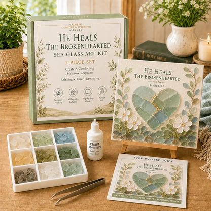 🔥Last Day 50% OFF✝️ Psalms of Comfort & Strength Sea Glass Art Kit