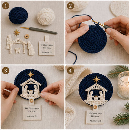 🔥LAST DAY 50% OFF - 🧶Nativity Crochet Coaster DIY Kit