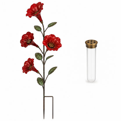 🌺 Vintage Metal Flower Hummingbird Feeder Garden Stake