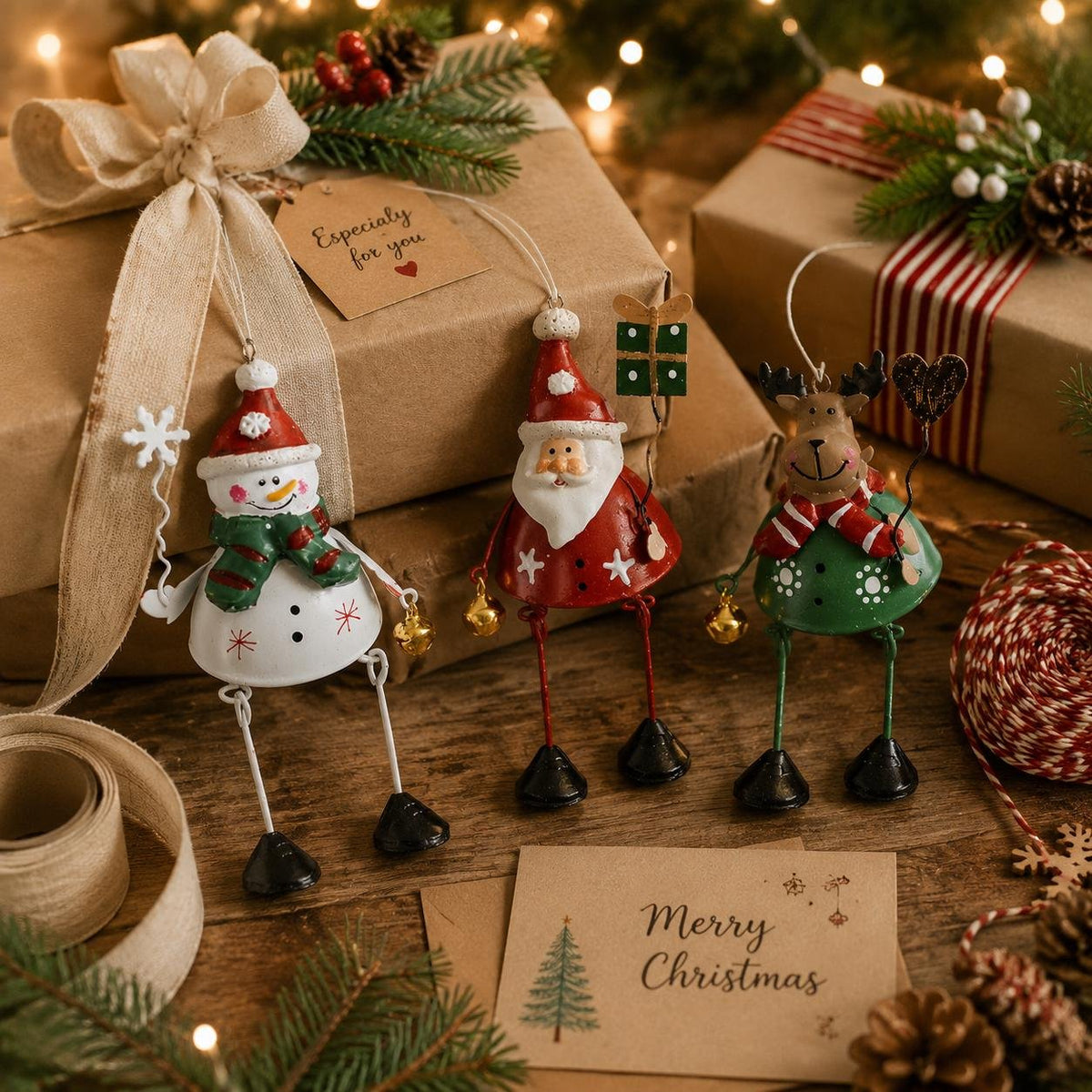 🎄 Whimsical Christmas Metal Hanging Ornaments