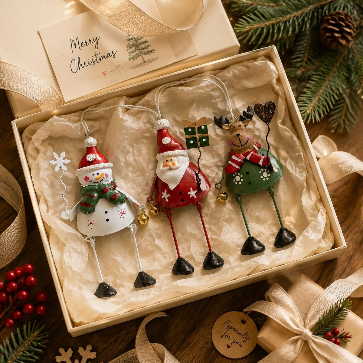 🎄 Whimsical Christmas Metal Hanging Ornaments