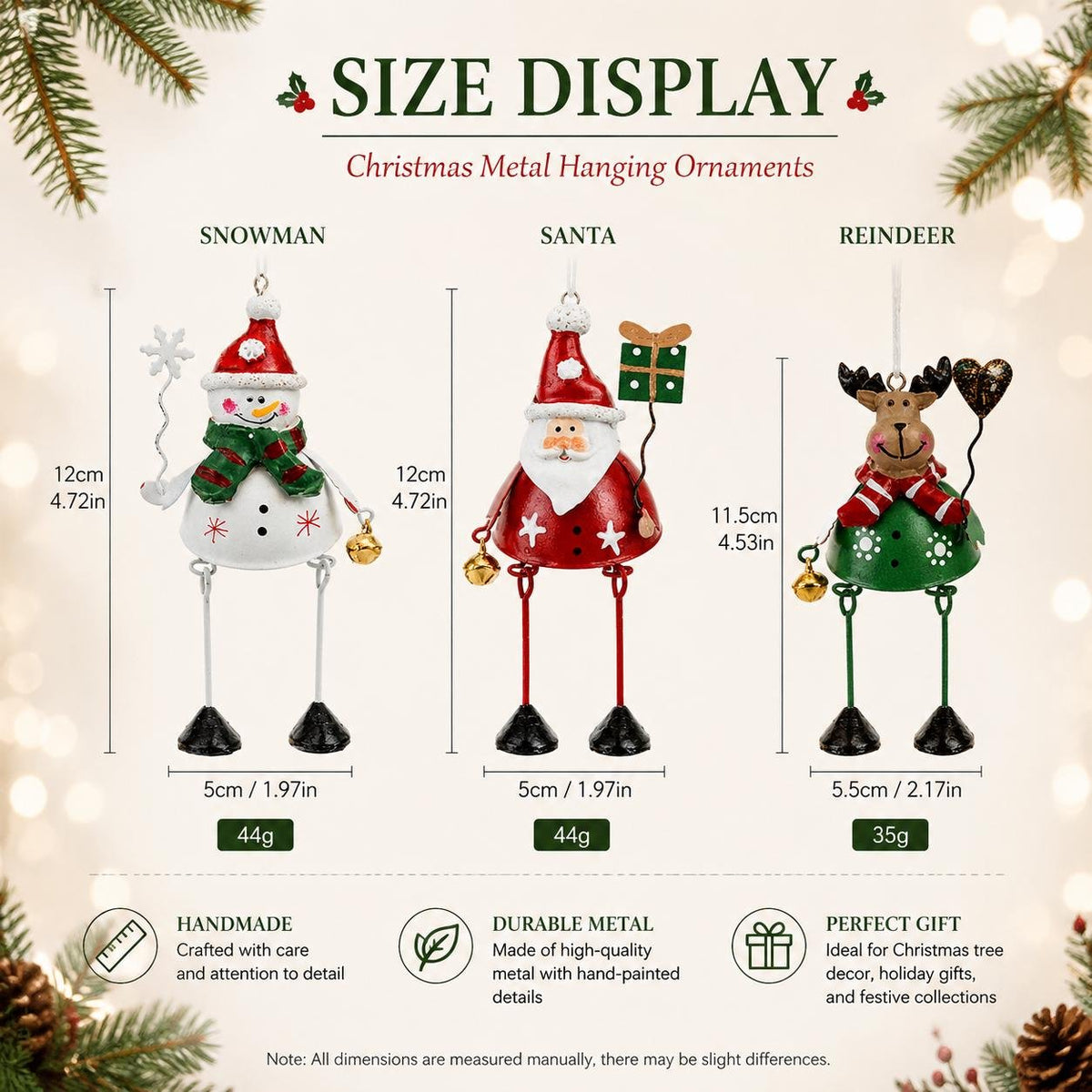 🎄 Whimsical Christmas Metal Hanging Ornaments