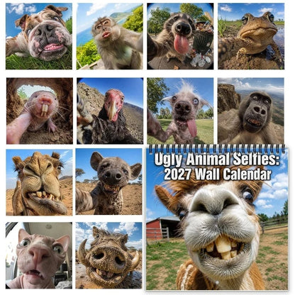 📅2027 Ugly Animal Selfies Wall Calendar