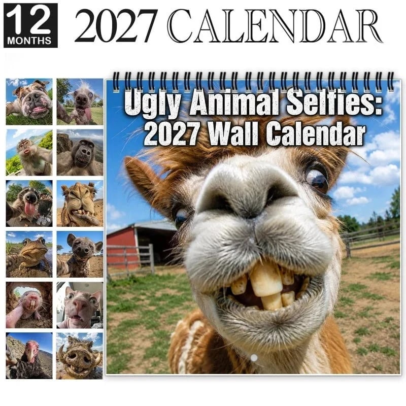 📅2027 Ugly Animal Selfies Wall Calendar
