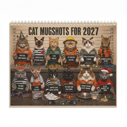 🐾 2027 Cat Mugshots Calendar – 12 Months of Feline Mischief