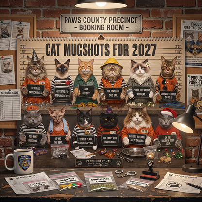 🐾 2027 Cat Mugshots Calendar – 12 Months of Feline Mischief