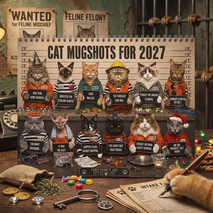 🐾 2027 Cat Mugshots Calendar – 12 Months of Feline Mischief