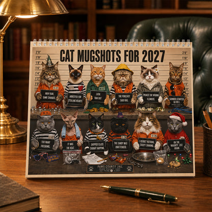 🐾 2027 Cat Mugshots Calendar – 12 Months of Feline Mischief