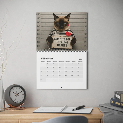🐾 2027 Cat Mugshots Calendar – 12 Months of Feline Mischief