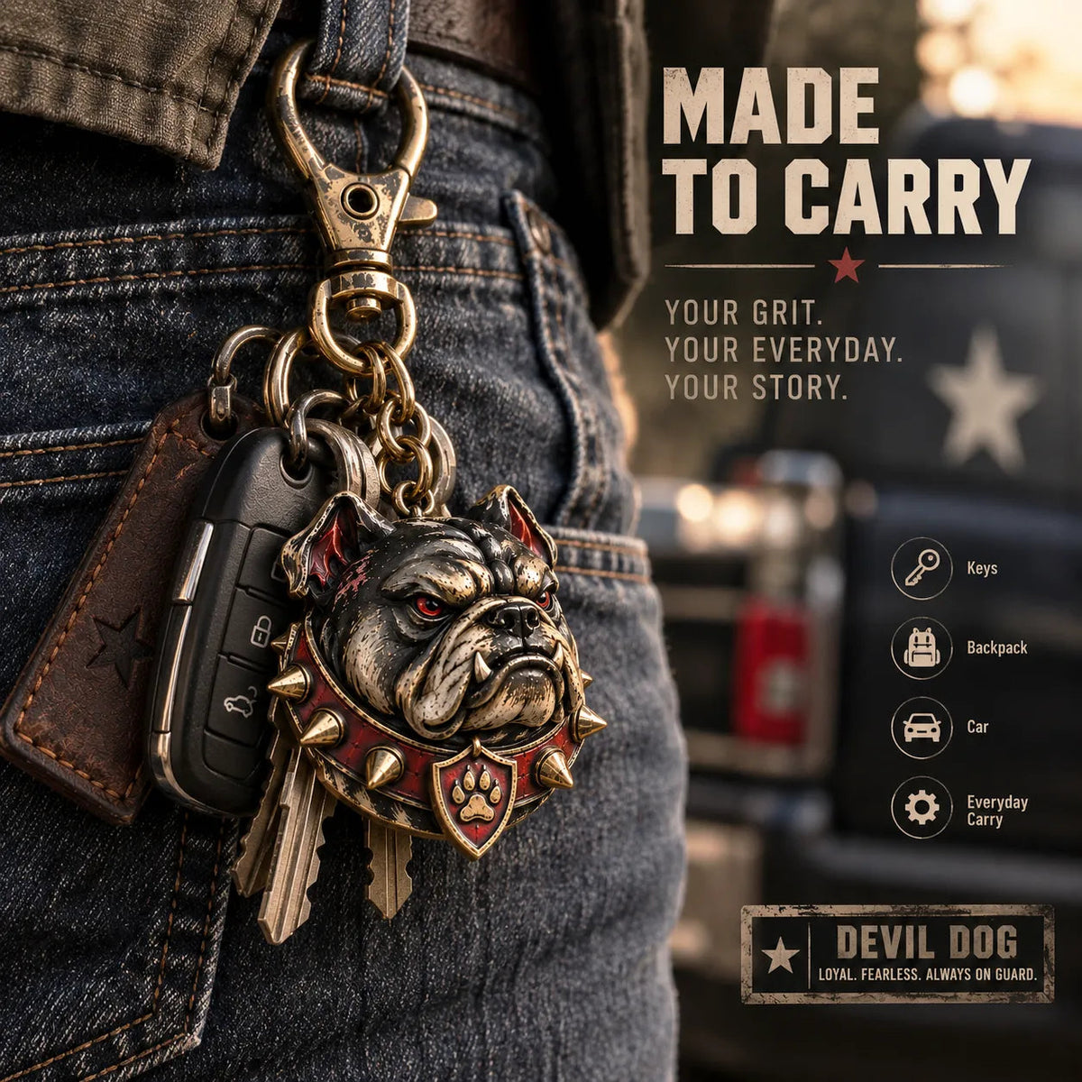 🐾 Devil Dog Keychain — A Symbol of Loyalty, Strength & Courage
