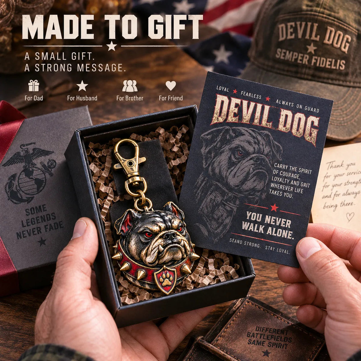🐾 Devil Dog Keychain — A Symbol of Loyalty, Strength & Courage