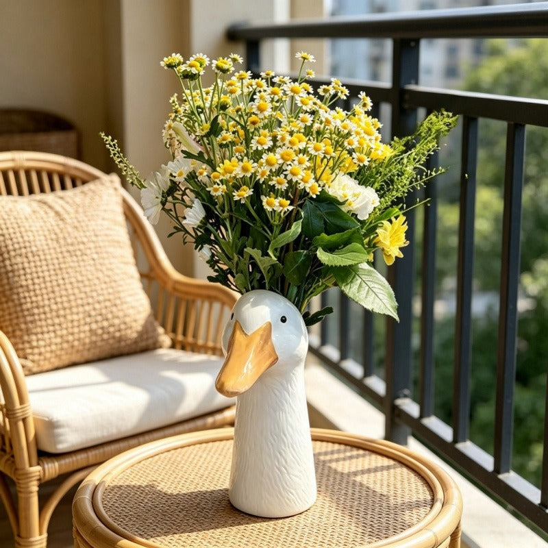 🦆 Ceramic Duck Flower Vase