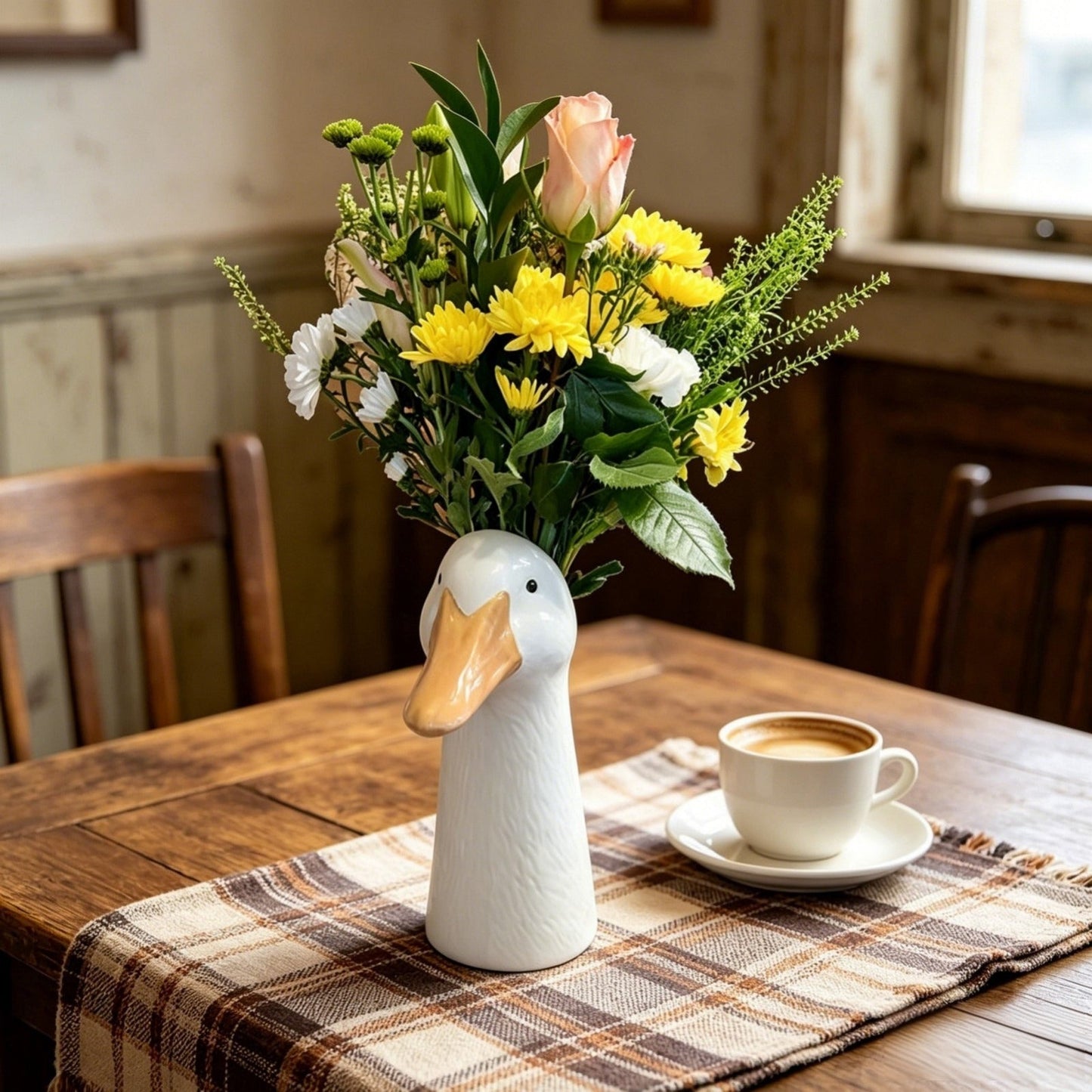 🦆 Ceramic Duck Flower Vase