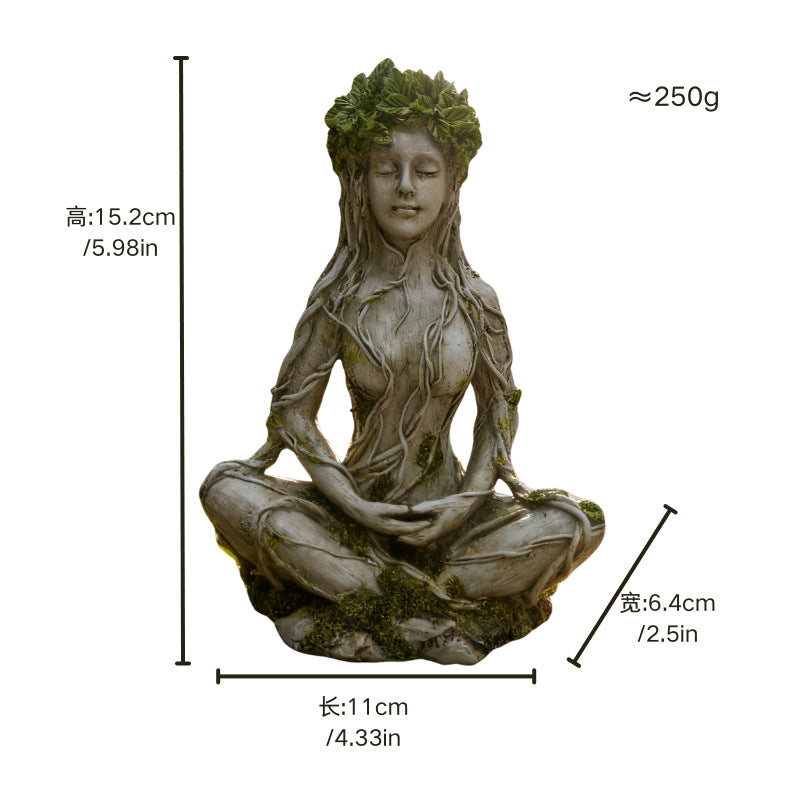 🔥Limited Time 50% OFF|Mother Earth & Forest God Tree Root Meditating Statue, Resin Garden Decor Figurines (2 Styles)