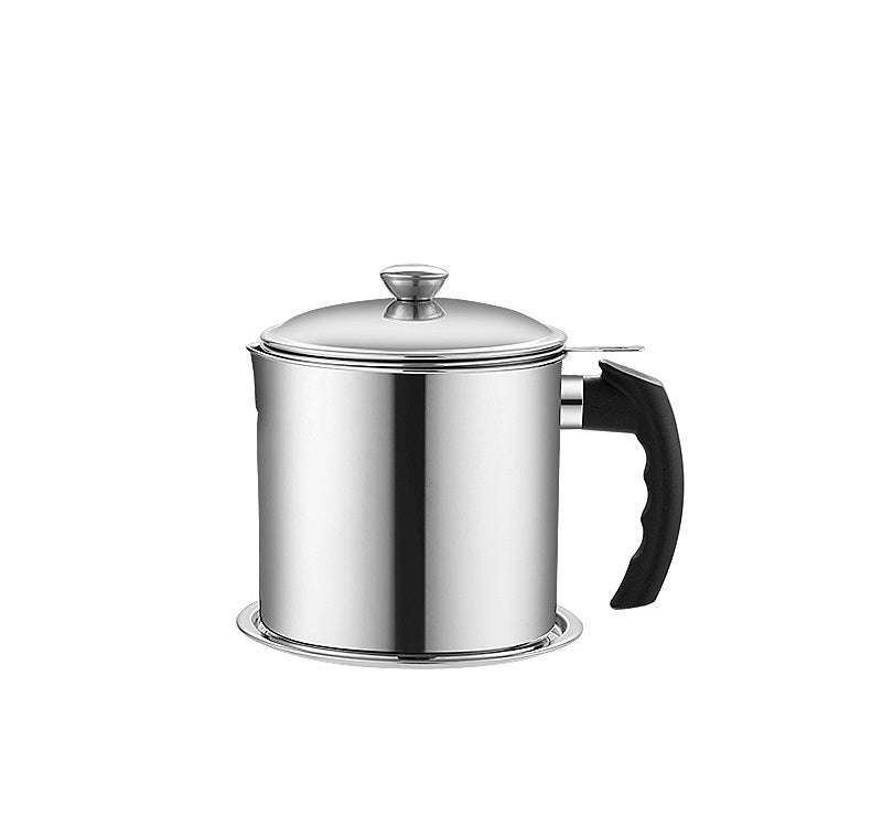 Stainless Steel Oil Strainer Pot, Multi-Function Grease Storage Can with Fine Filter & Lid