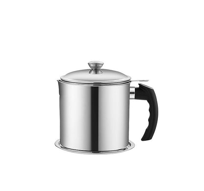 Stainless Steel Oil Strainer Pot, Multi-Function Grease Storage Can with Fine Filter & Lid