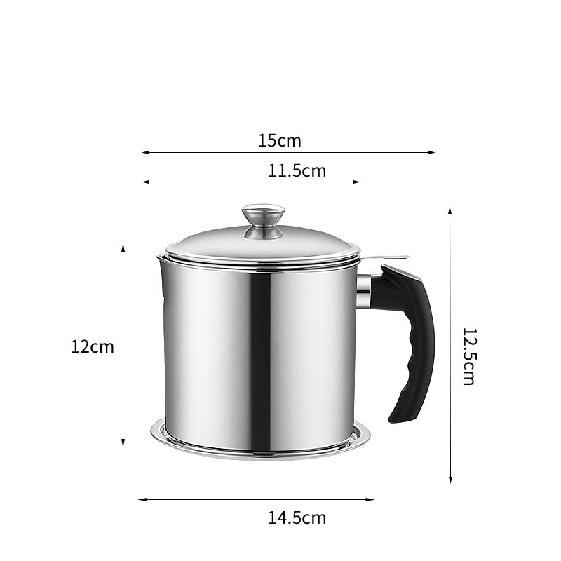 Stainless Steel Oil Strainer Pot, Multi-Function Grease Storage Can with Fine Filter & Lid