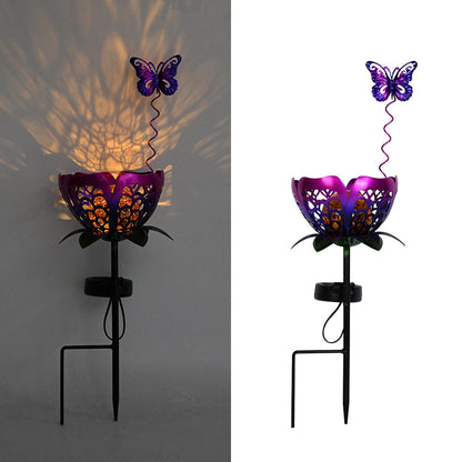 🔥Summer Hot Sale💡Solar Flower Garden Decor Stake Lights, Metal Flower & Butterfly Yard Ornaments (2 Styles)