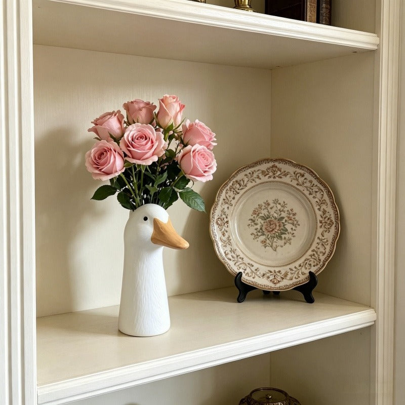 🦆 Ceramic Duck Flower Vase