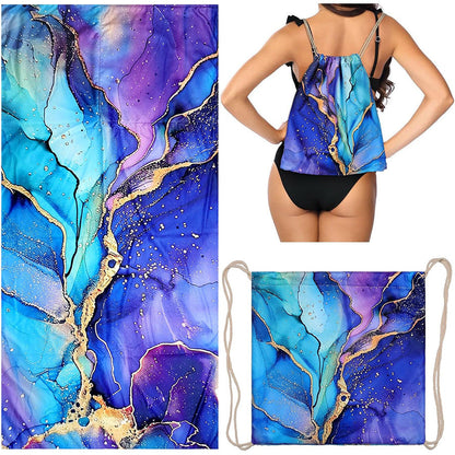 Summer Special Offer 3‑in‑1 Beach Towel Drawstring Backpack Cover‑Up, Multi‑Purpose Tropical Beach Essentials (9 Styles)
