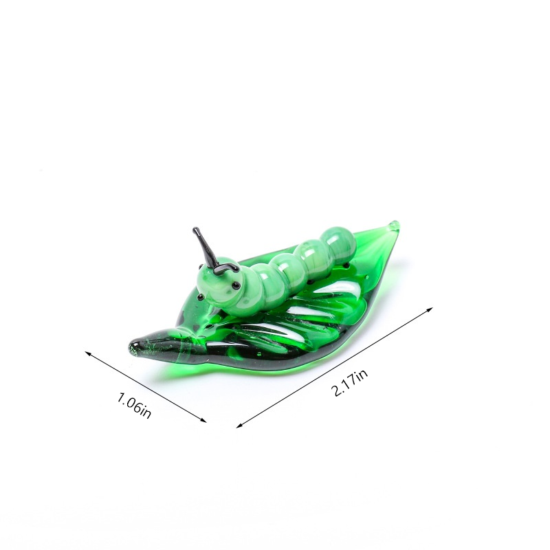 🔥Handmade Glass Insect Figurines on Leaf Base - Cute Mini Decor, Perfect Gift for Nature Lovers