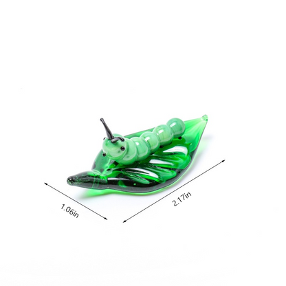 🔥Handmade Glass Insect Figurines on Leaf Base - Cute Mini Decor, Perfect Gift for Nature Lovers