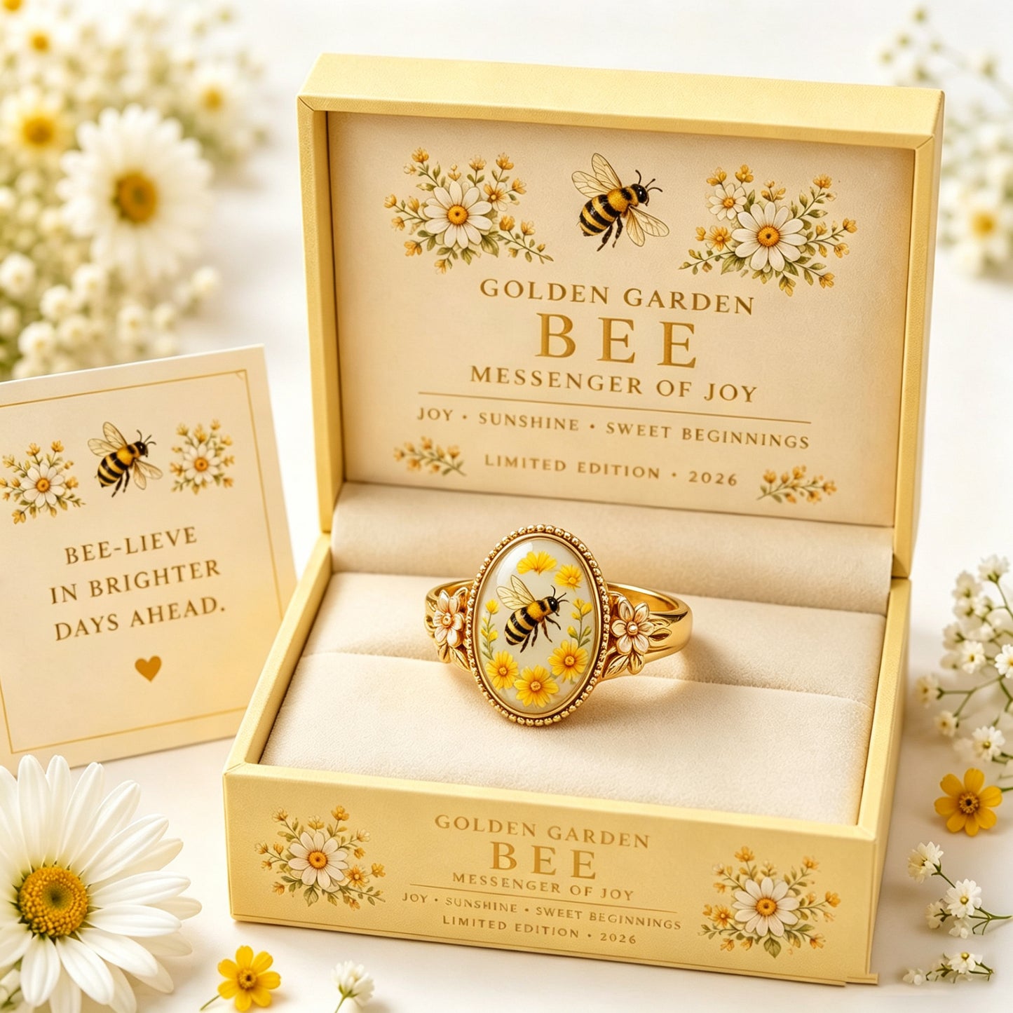 2026 Limited Inspirational Animal Floral Cameo Blessing Ring Gift Box Set