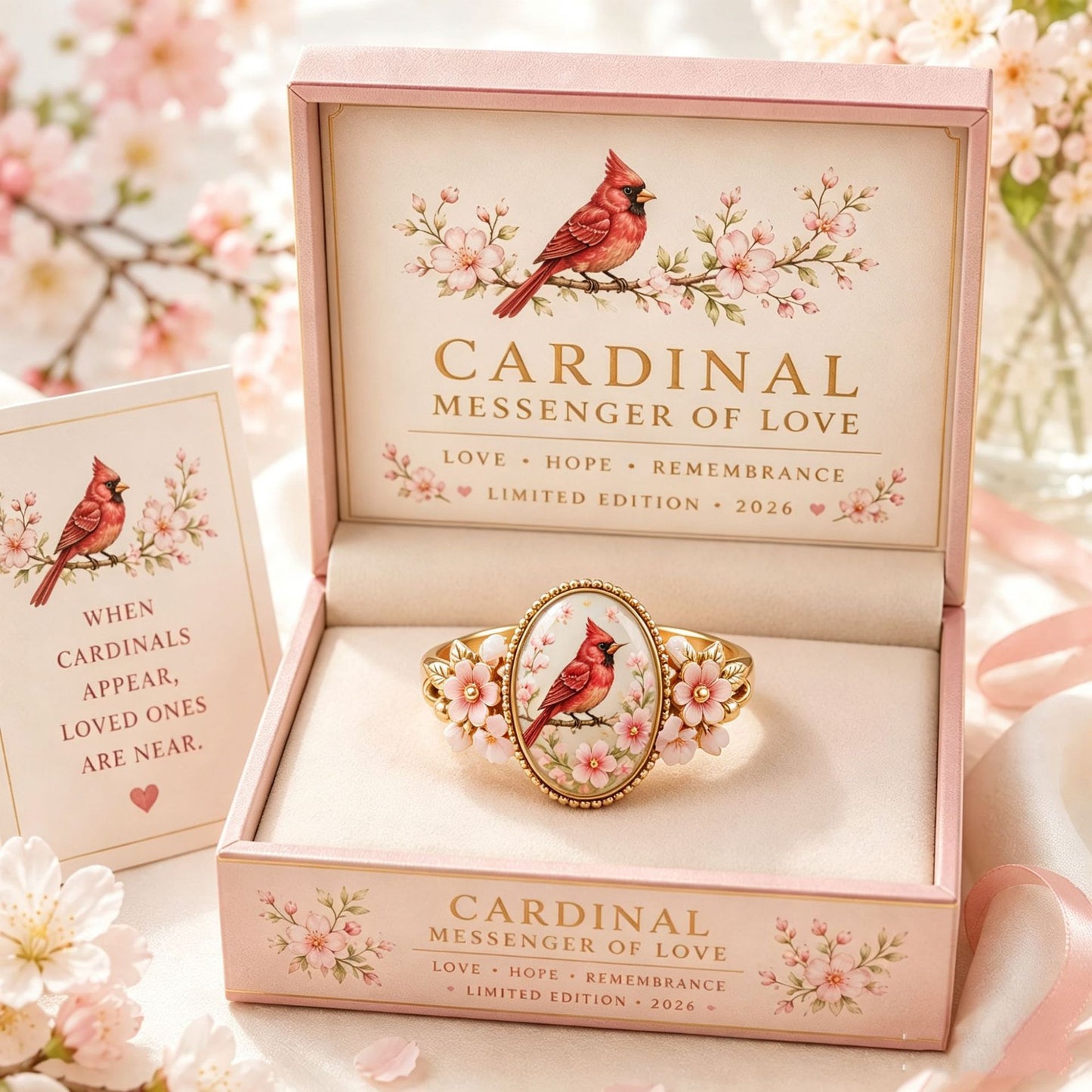 2026 Limited Inspirational Animal Floral Cameo Blessing Ring Gift Box Set