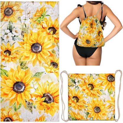 Summer Special Offer 3‑in‑1 Beach Towel Drawstring Backpack Cover‑Up, Multi‑Purpose Tropical Beach Essentials (9 Styles)