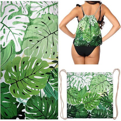 Summer Special Offer 3‑in‑1 Beach Towel Drawstring Backpack Cover‑Up, Multi‑Purpose Tropical Beach Essentials (9 Styles)