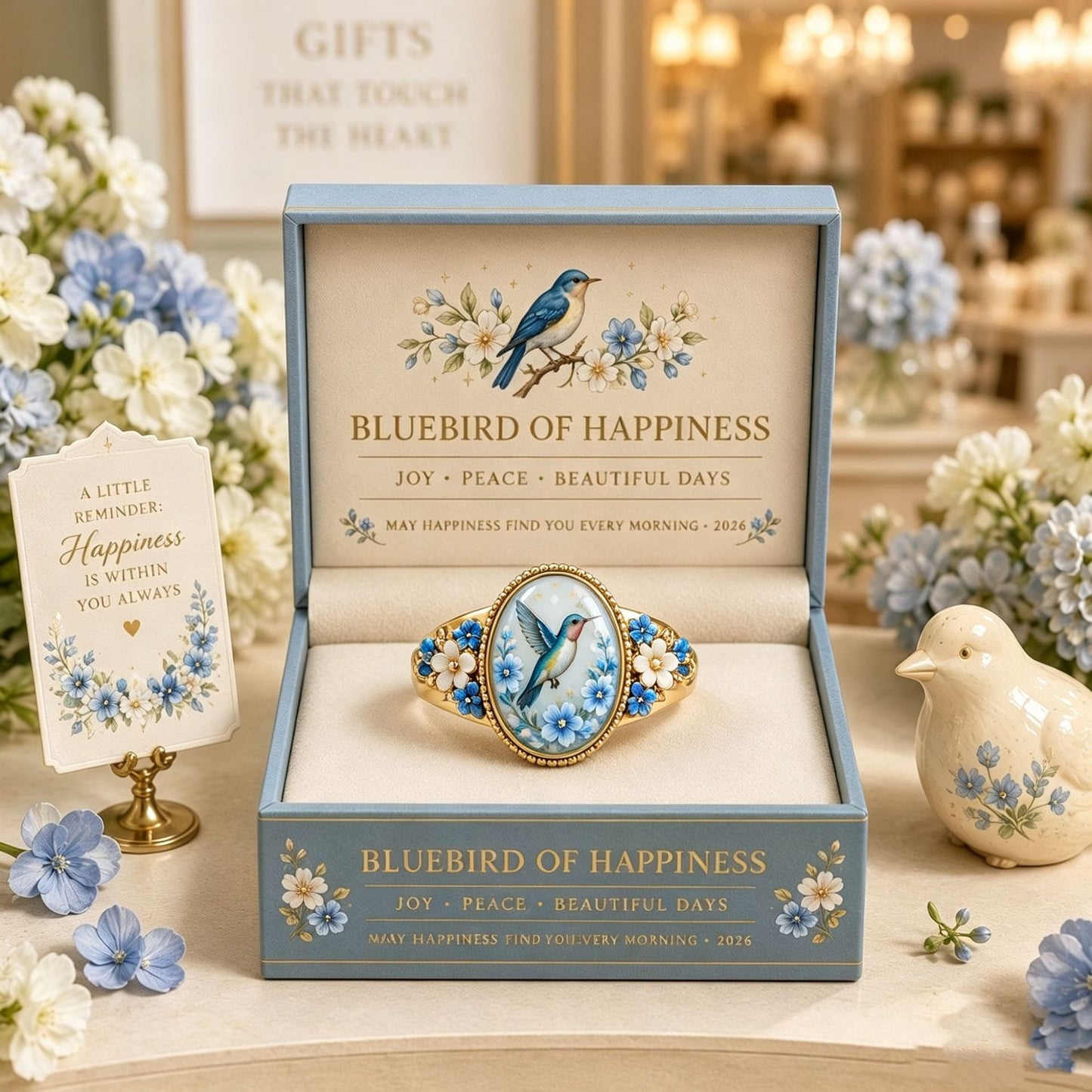 2026 Limited Inspirational Animal Floral Cameo Blessing Ring Gift Box Set