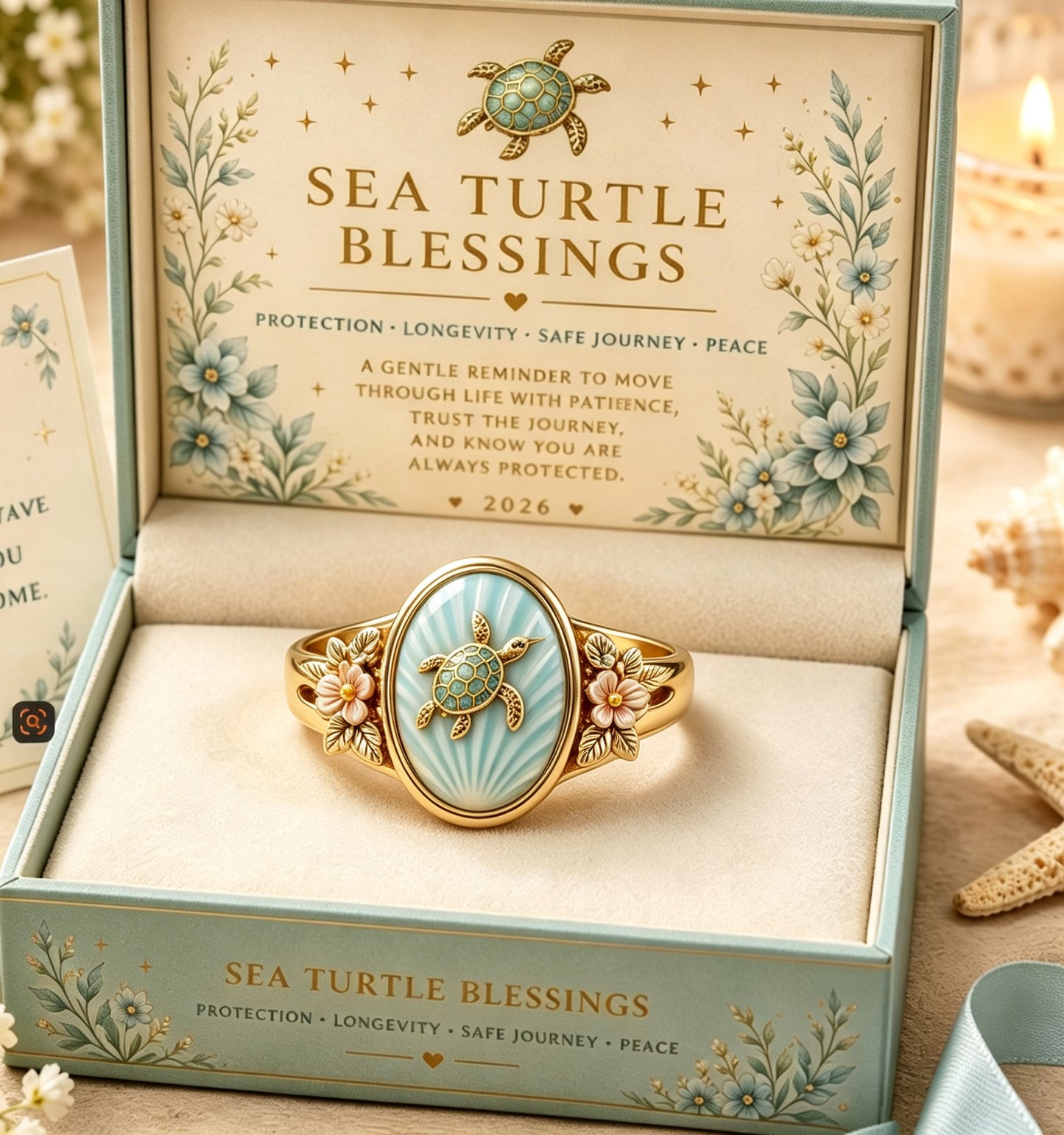 2026 Limited Inspirational Animal Floral Cameo Blessing Ring Gift Box Set