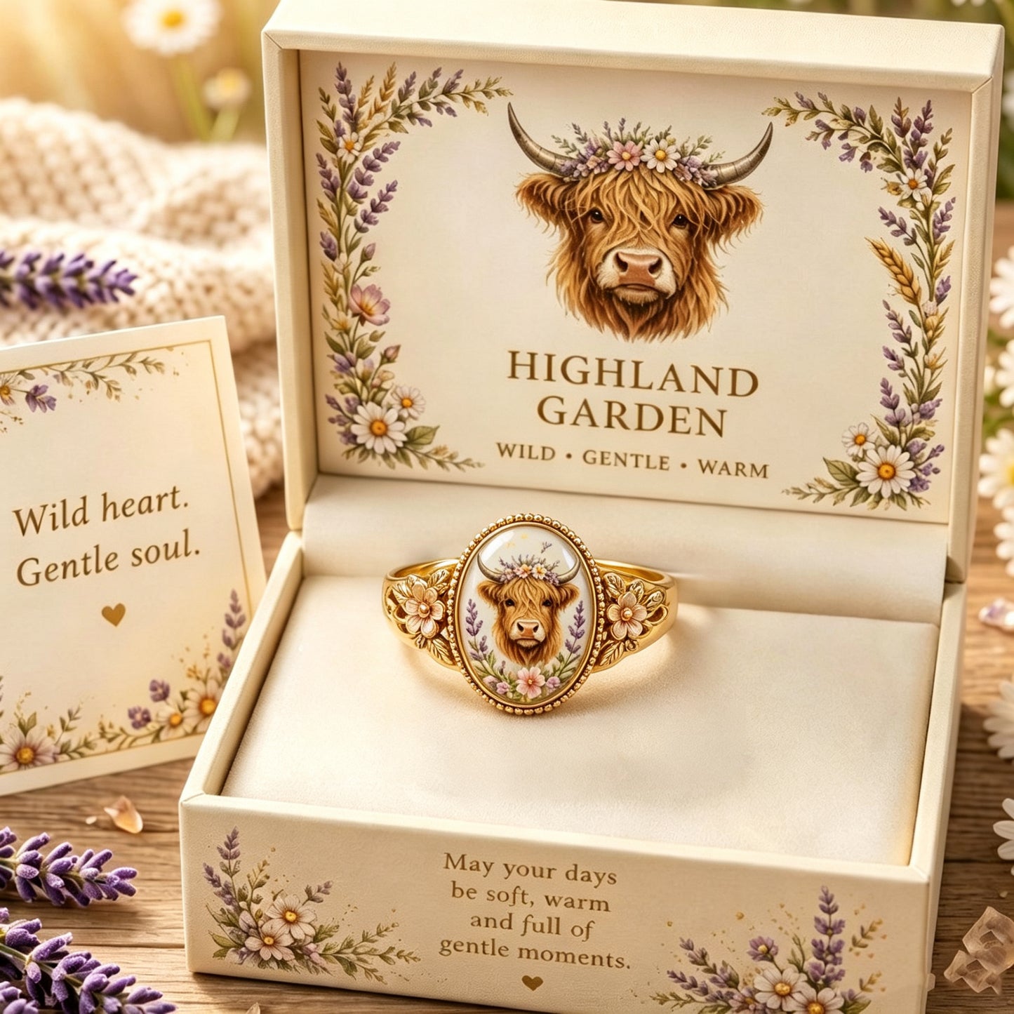 2026 Limited Inspirational Animal Floral Cameo Blessing Ring Gift Box Set