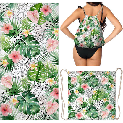Summer Special Offer 3‑in‑1 Beach Towel Drawstring Backpack Cover‑Up, Multi‑Purpose Tropical Beach Essentials (9 Styles)